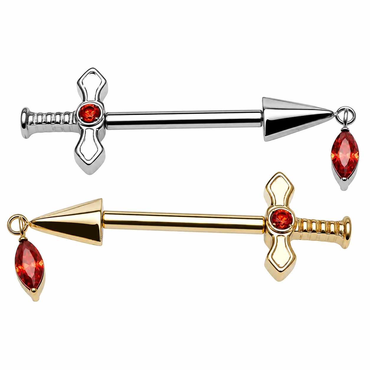 Implant titanium Detailed Dagger Nipple Piercing, push fit 12g 14g 16g