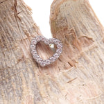 Internally Threaded Hollow CZ heart Titanium Flatback Piercing