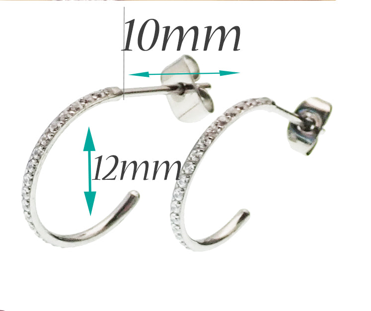 Titanium simple CZ Hoop Earrings