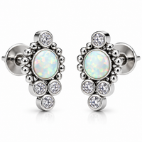 Titanium opal beaded earrings featuring multicolored opal beads on sleek titanium hooks for elegant jewelry.