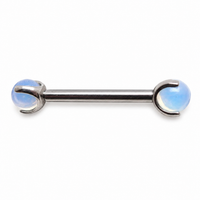 Titanium nipple jewelry with Opalite Moonstone and push fit design, available in 14g and 16g gauges.