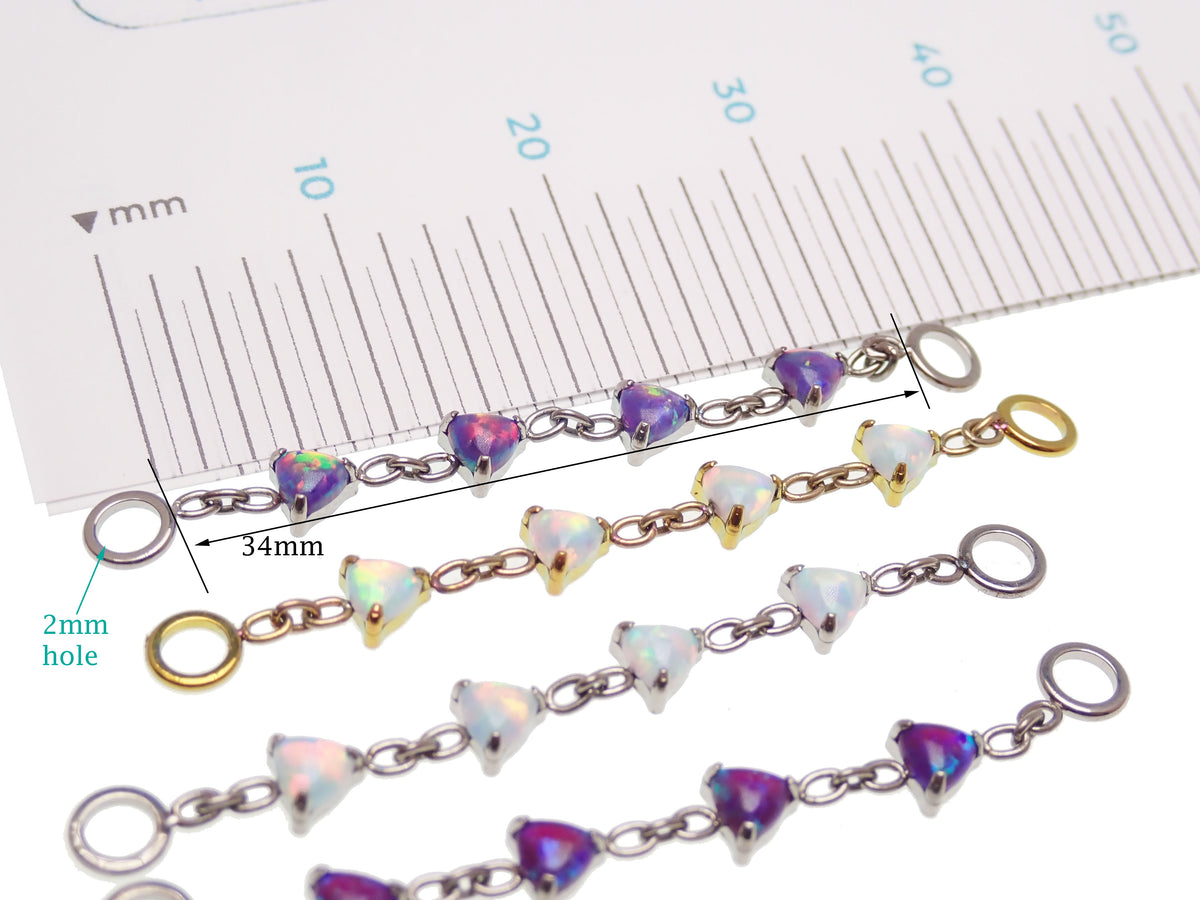 Implant titanium Opal/ CZ add on piercing chain