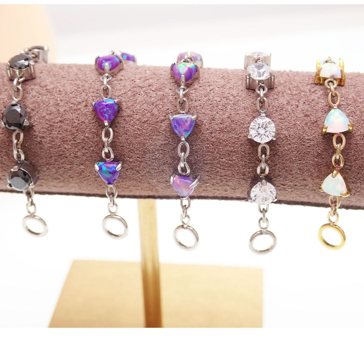 Implant titanium Opal/ CZ add on piercing chain