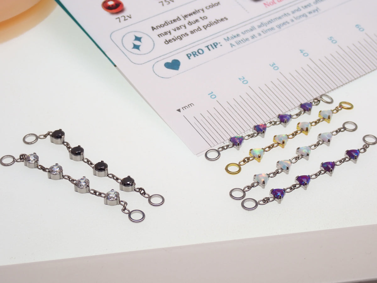 Implant titanium Opal/ CZ add on piercing chain