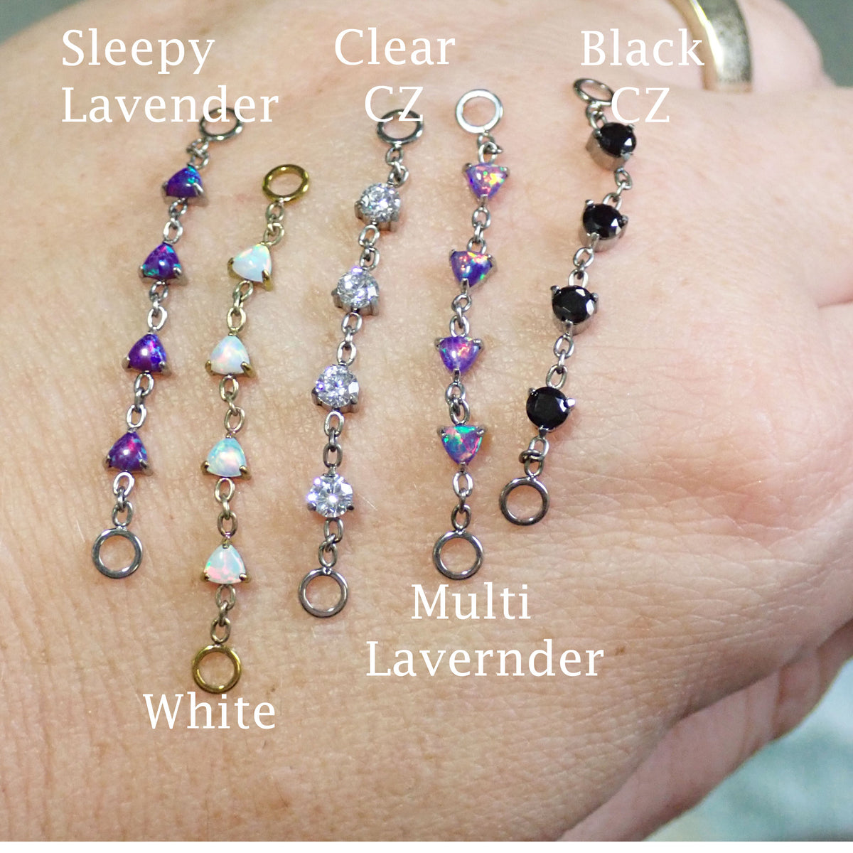 Implant titanium Opal/ CZ add on piercing chain