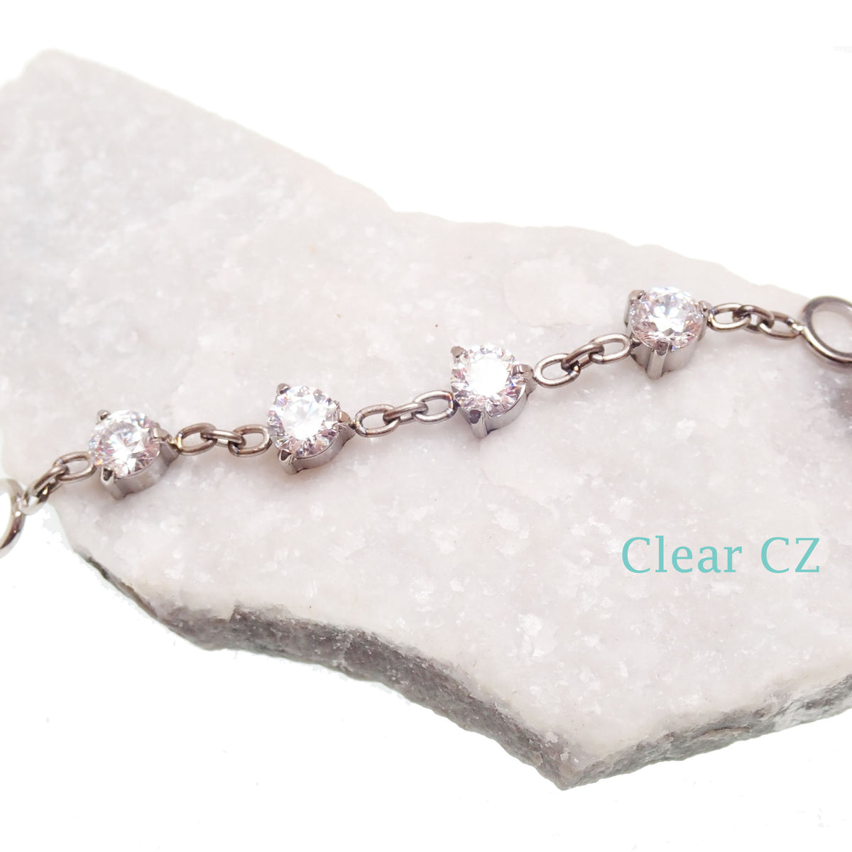 Implant titanium Opal/ CZ add on piercing chain