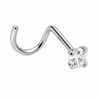 Titanium CZ Nose Stud Corkscrew