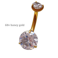 Internally Threaded CZ Belly Ring 14g 6-12mm curve