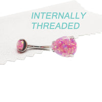 Rose pink opal belly ring in 14g with 10mm body jewelry design from Body Clickers Body Jewelry.