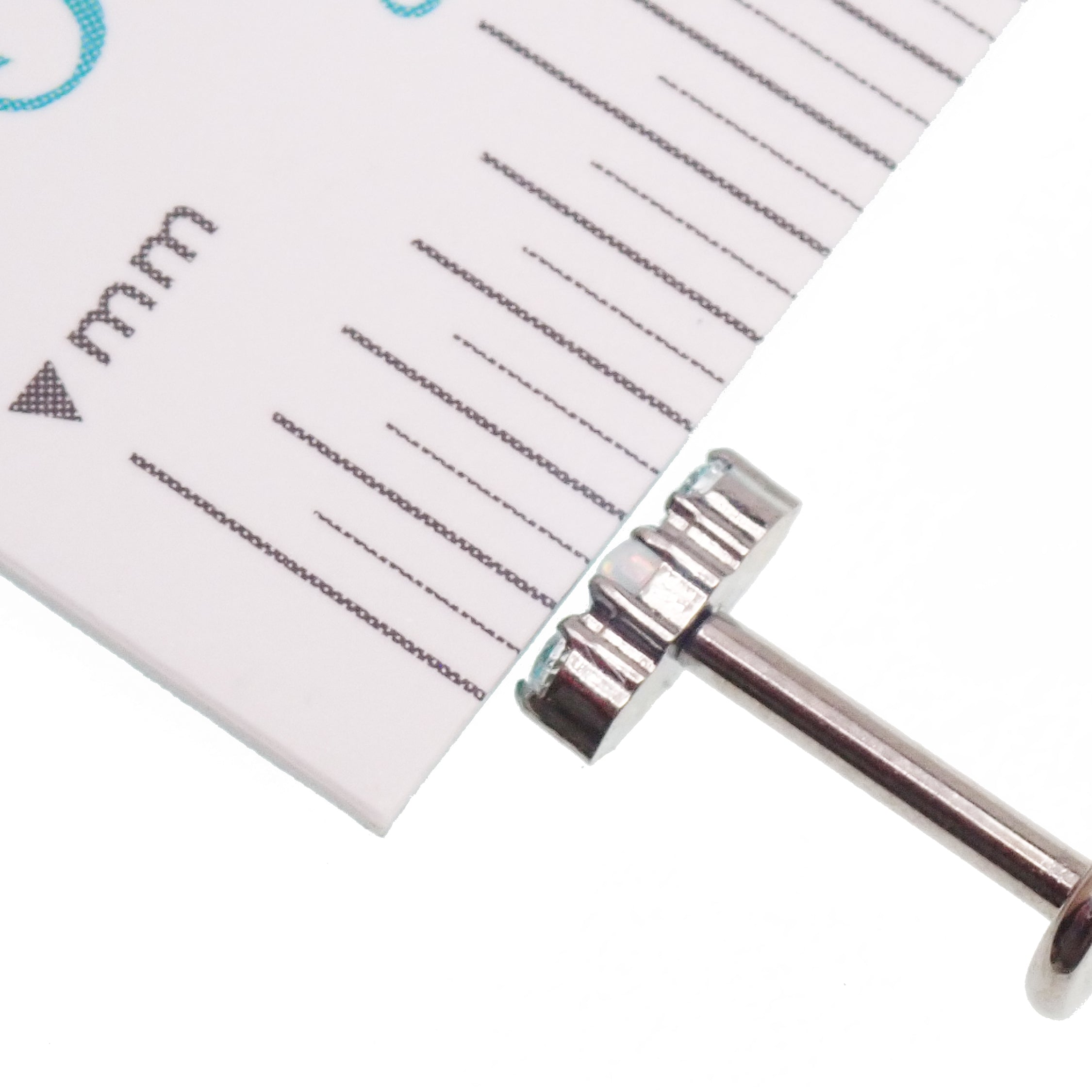 CZ White Opal Tri-Stone Titanium Flatback/ Labret Piercing 0.9mm Thread