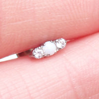 CZ White Opal Tri-Stone Titanium Flatback/ Labret Piercing 0.9mm Thread