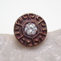 Implant Titanium Greek Key Flatback Piercing, Internally Threaded