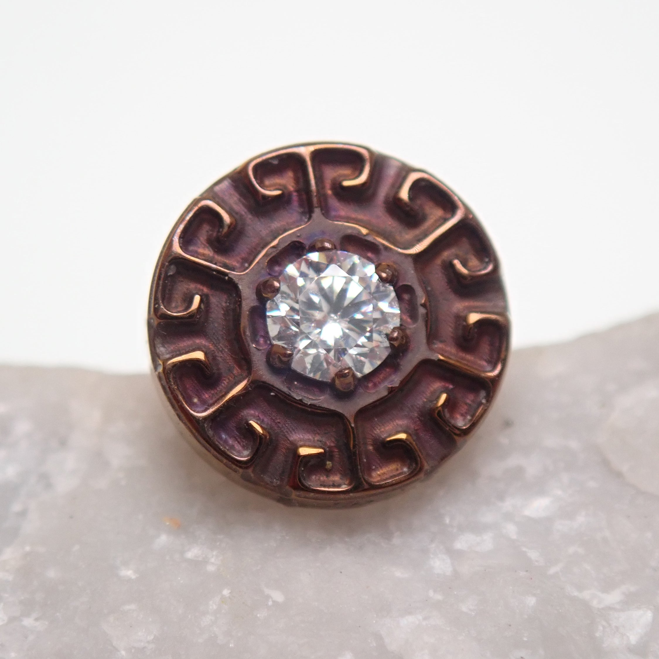 Implant Titanium Greek Key Flatback Piercing, Internally Threaded