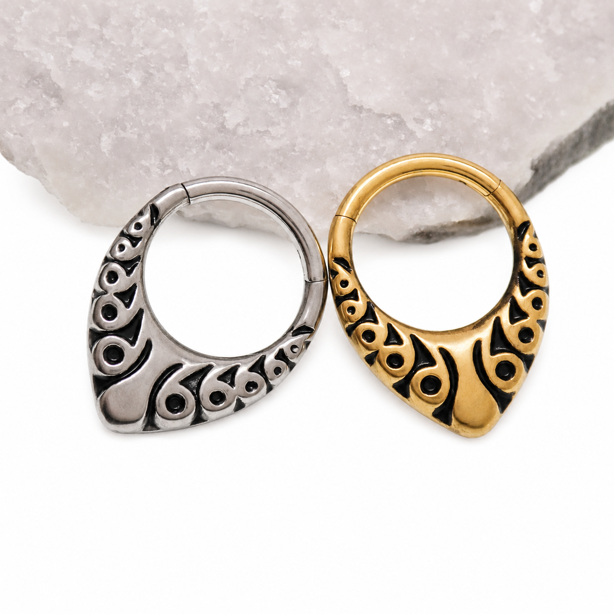 Implant Grade Titanium Teardrop Shaped Engraved Clicker- 16g 8mm