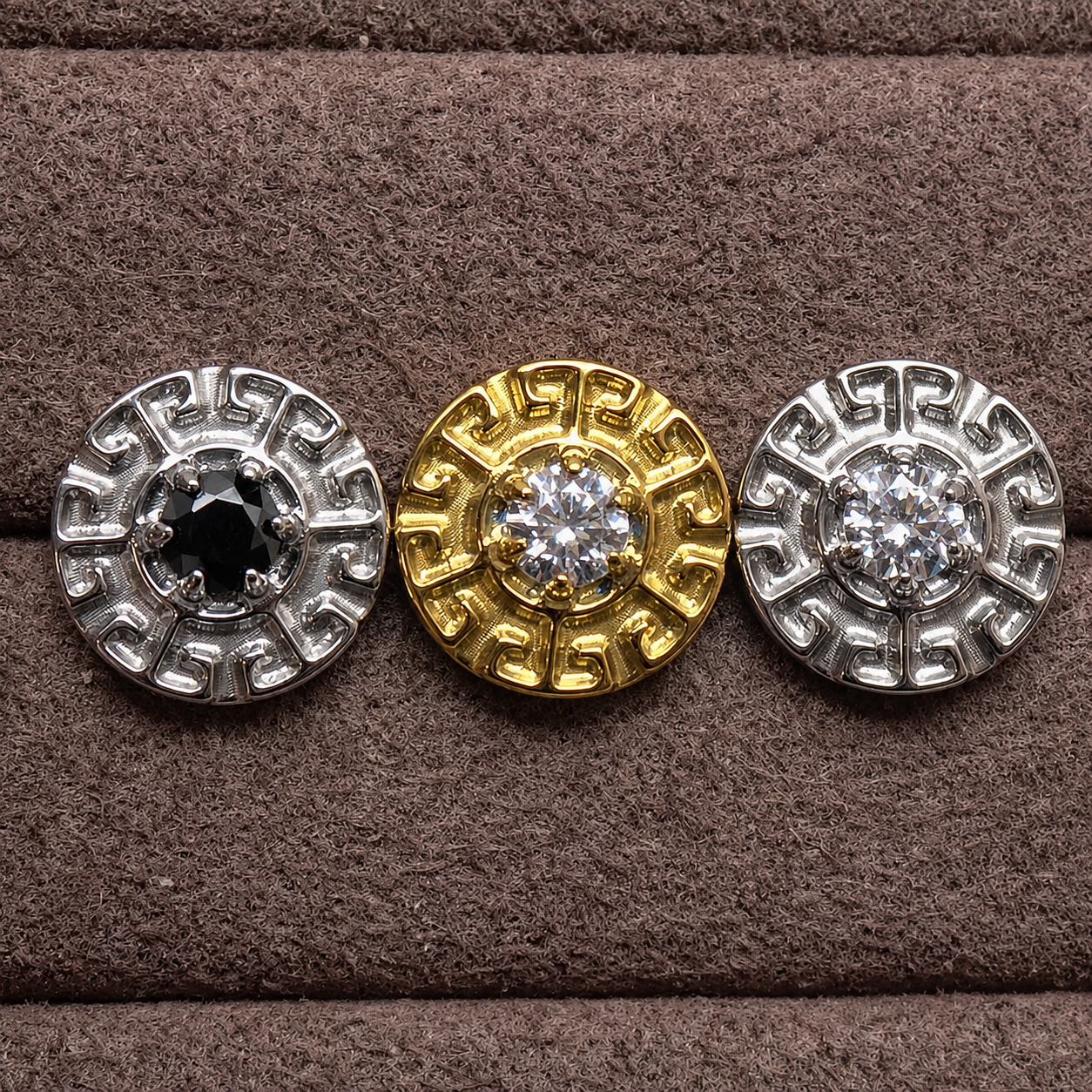 CZ Greek Key Dermal Top, 14g (1.2mm thread)