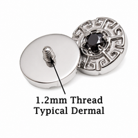 CZ Greek Key Dermal Top, 14g (1.2mm thread)