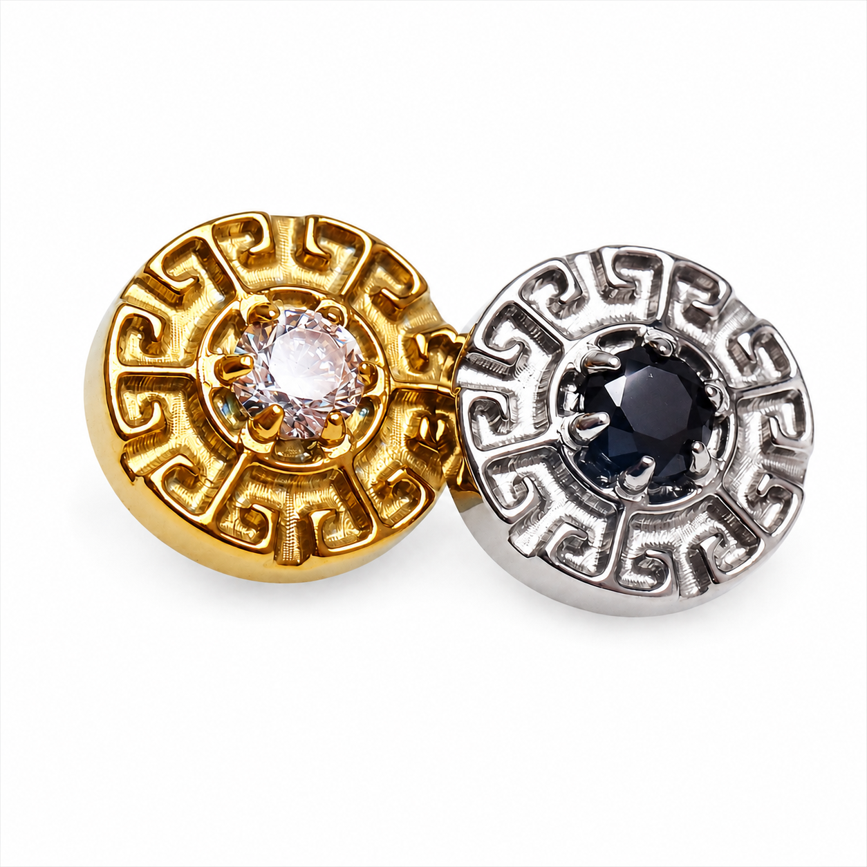 CZ Greek Key Dermal Top, 14g (1.2mm thread)