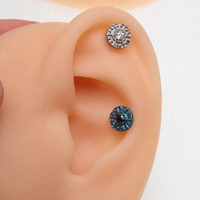 Implant Titanium Greek Key Flatback Piercing, Internally Threaded