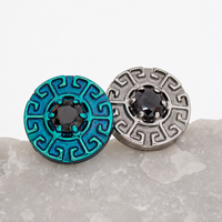 Implant Titanium Greek Key Flatback Piercing, Internally Threaded