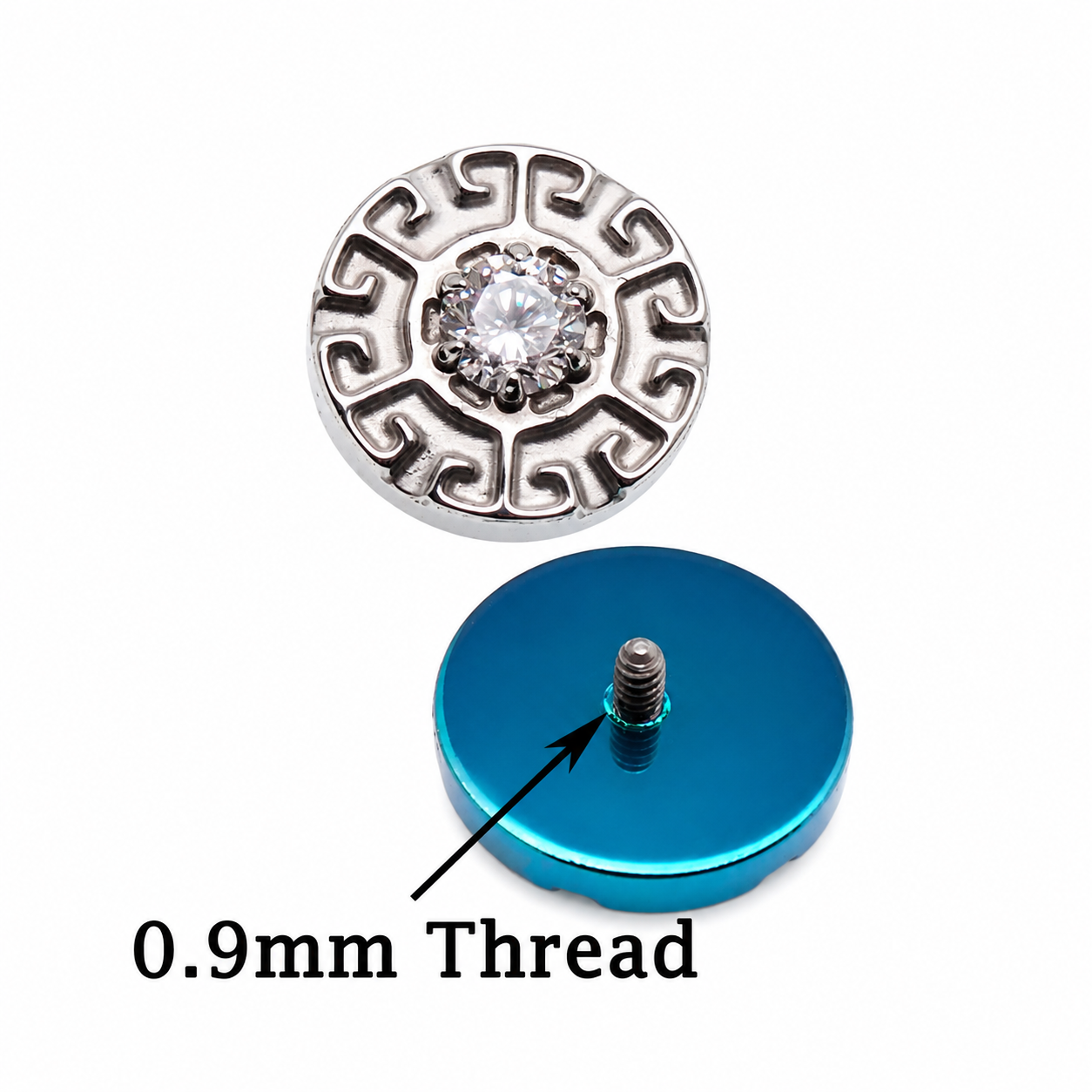 Implant Titanium Greek Key Flatback Piercing, Internally Threaded
