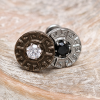 Implant Titanium Greek Key Flatback Piercing, Internally Threaded
