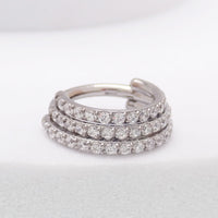 Titanium Stacked Clicker with CZ Stones 16g 8mm