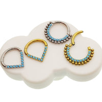 16g Turquoise Clicker 8mm Titanium spetum/daith