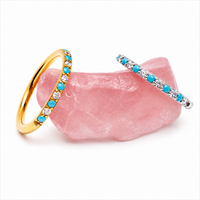 Side-Facing Turquoise & CZ Alternating Clicker 8mm 18g