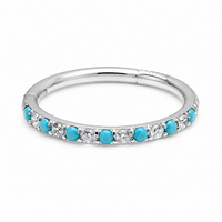 Side-Facing Turquoise & CZ Alternating Clicker 8mm 18g