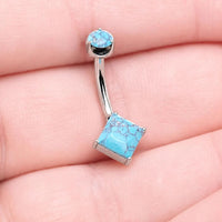 Natural Turquoise Stone Implant Titanium Belly bar 14g 10mm