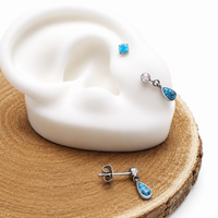 Implant grade Titanium Natural Turquoise & CZ - Pair 20g Earrings