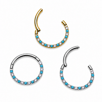 Front-Facing 18g Titanium Turquoise & CZ Alternating Clicker