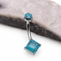 Natural Turquoise Stone Implant Titanium Belly bar 14g 10mm