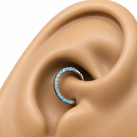 Front-Facing 18g Titanium Turquoise & CZ Alternating Clicker