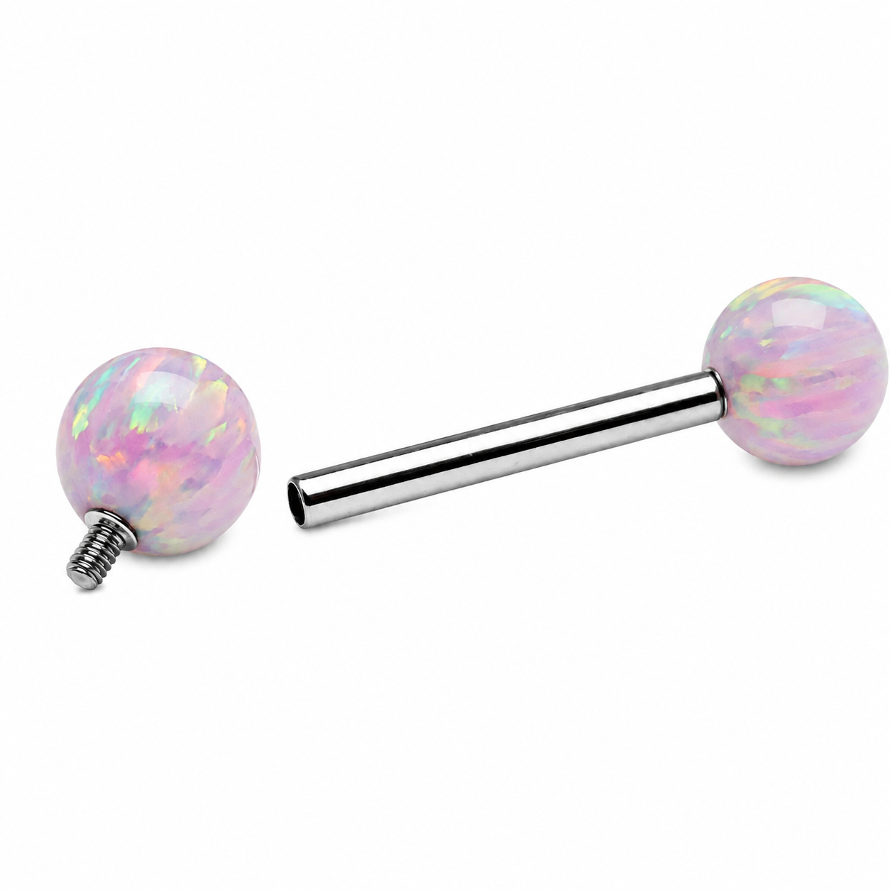 Unicorn Purple 5mm, 6mm Opal Titanium Nipple Ring 14g, 12g