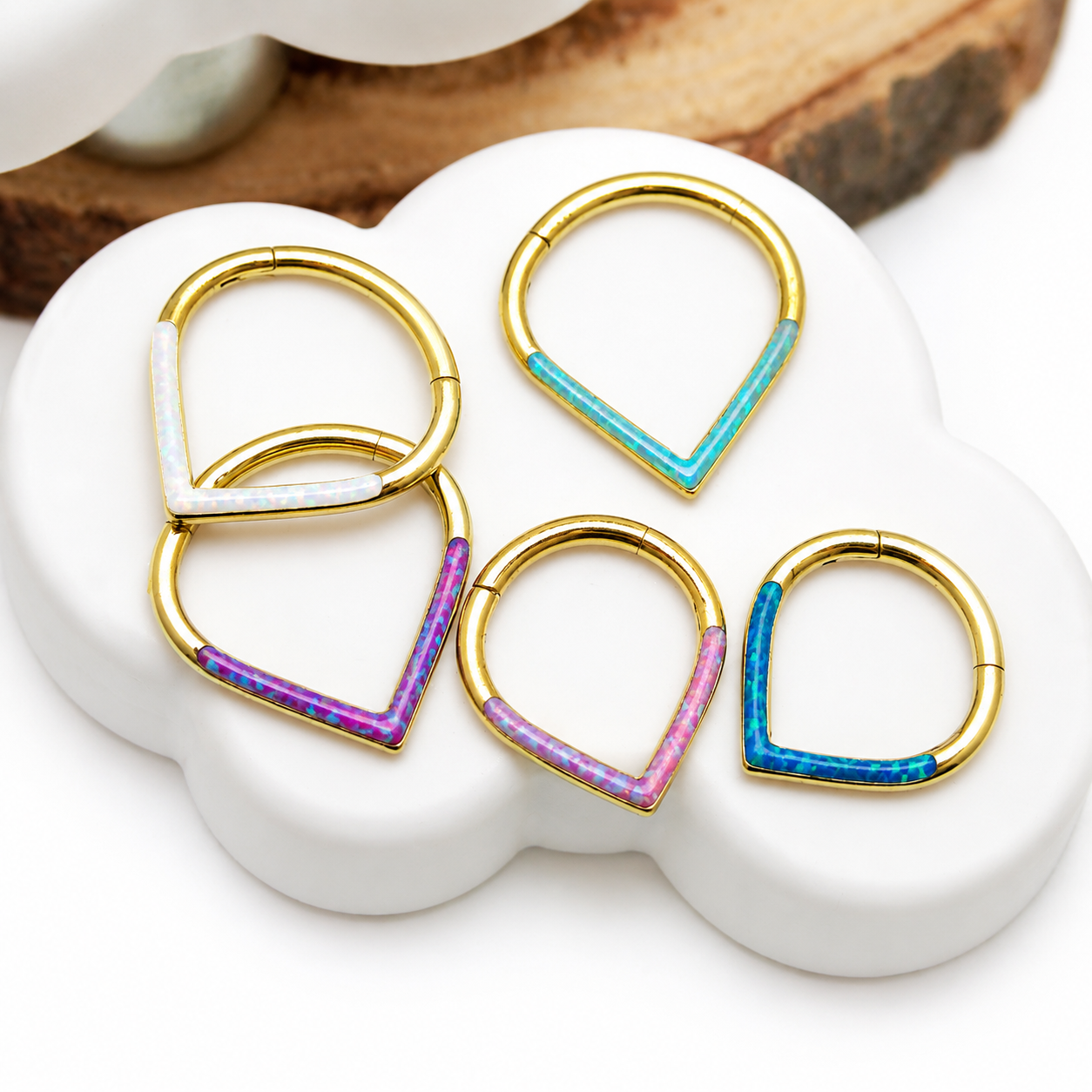 Opal Titanium Heart Clicker 16g