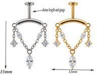 Hidden Helix Vertical, CZ Chain Titanium Flatback 18g, 16g, 14g