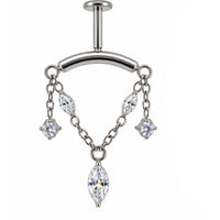 Hidden Helix Vertical, CZ Chain Titanium Flatback 18g, 16g, 14g