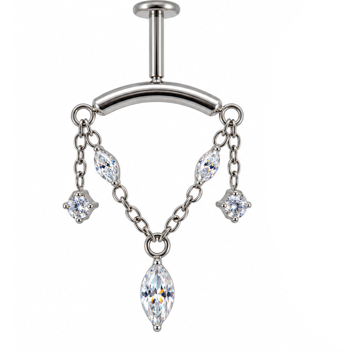 Hidden Helix Vertical, CZ Chain Titanium Flatback 18g, 16g, 14g