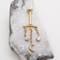 Vertical Helix Moon Dangle Implant Titanium Flatback 18g, 16g, 14g