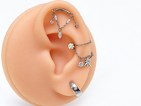 Hidden Helix Vertical, CZ Chain Titanium Flatback 18g, 16g, 14g