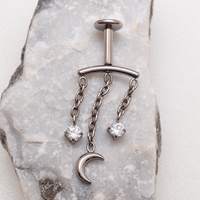 Vertical Helix Moon Dangle Implant Titanium Flatback 18g, 16g, 14g