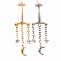 Vertical Helix Moon Dangle Implant Titanium Flatback 18g, 16g, 14g