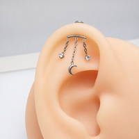 Vertical Helix Moon Dangle Implant Titanium Flatback 18g, 16g, 14g