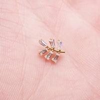 PVD Vine with CZ stones Titanium Flatback/ Labret Piercing 18g, 16g, 14g