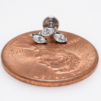Implant Titanium Vine CZ Flatback Piercing, Internally Threaded