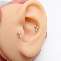Implant Titanium Vine CZ Flatback Piercing, Internally Threaded
