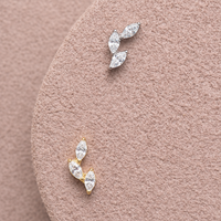 Implant Titanium Vine CZ Flatback Piercing, Internally Threaded