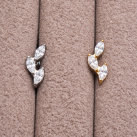 Implant Titanium Vine CZ Flatback Piercing, Internally Threaded