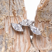 Implant Titanium Vine CZ Flatback Piercing, Internally Threaded